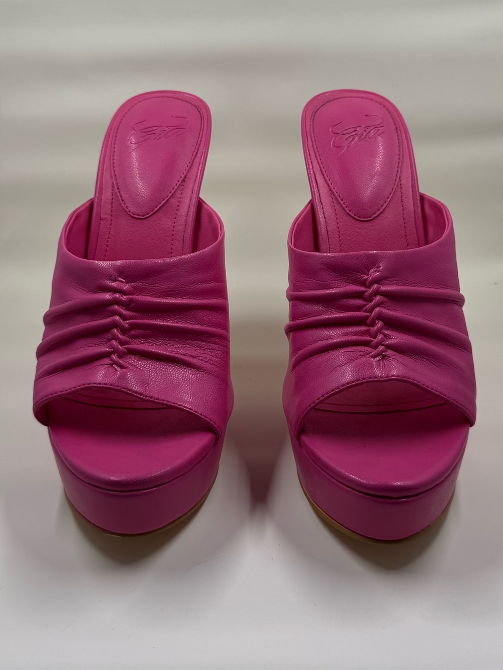 I.AM.GIA Ruched Hot Pink Platform Heels